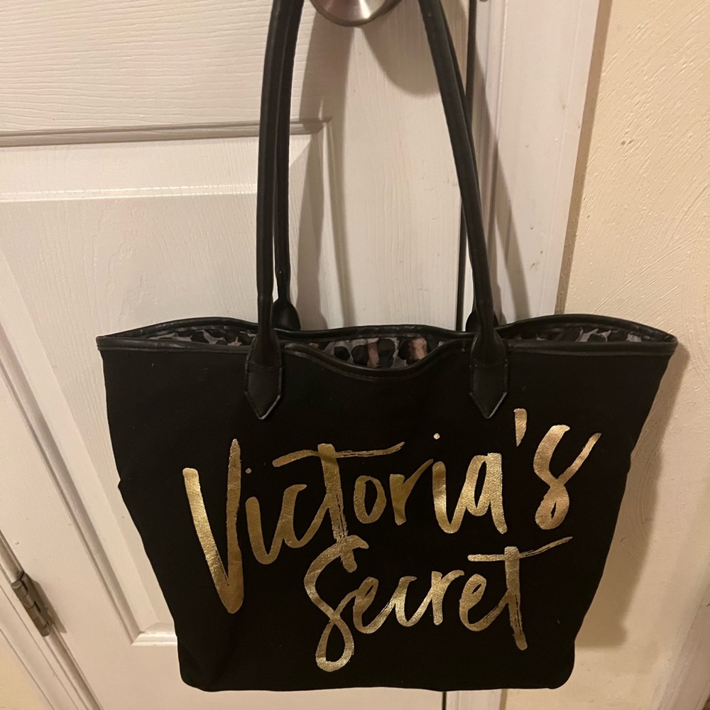 Victoria's Secret Black Tote with Gold Script